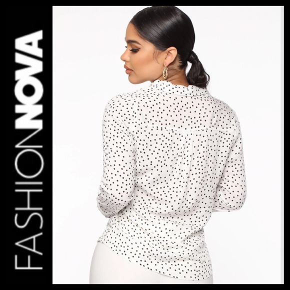 NWT Fashion Nova You Better Work Dot Shirt - Picture 3 of 8